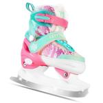 LEVYTEMP Adjustable Ice Skates for Kids Boys Girls - Warm Fleece Lined, 4 Size Adjustable Beginner Snowflake Blades Ankle Support Figure Skates for Outdoor and Rink,Green