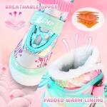 LEVYTEMP Adjustable Ice Skates for Kids Boys Girls - Warm Fleece Lined, 4 Size Adjustable Beginner Snowflake Blades Ankle Support Figure Skates for Outdoor and Rink,Green