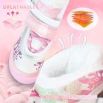 LEVYTEMP Adjustable Ice Skates for Kids Boys Girls - Warm Fleece Lined, 4 Size Adjustable Beginner Snowflake Blades Ankle Support Figure Skates for Outdoor and Rink,Pink