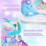 Nattork Girls Ice Skates for Kids 4 Size Adjustable Butterfly Ice Skate with Fleece Lining for Outdoor & Rink X-Small(7C-9C) Purple