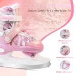 LEVYTEMP Adjustable Ice Skates for Kids Boys Girls - Warm Fleece Lined, 4 Size Adjustable Beginner Snowflake Blades Ankle Support Figure Skates for Outdoor and Rink,Pink