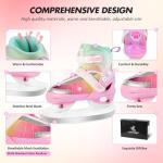 LEVYTEMP Adjustable Ice Skates for Kids Girls Boys - Gradient Pink Rainbow Youth Ice Skating Shoes - Sizes Small Ages 5-8 - Ice Skates for Outdoor and Rink