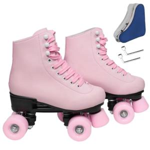 Wiwiy High Top Pink Roller Skates for All