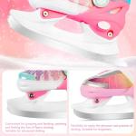 LEVYTEMP Adjustable Ice Skates for Kids Boys Girls - Warm Fleece Lined, 4 Size Adjustable Beginner Snowflake Blades Ankle Support Figure Skates for Outdoor and Rink,Green