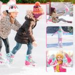 LEVYTEMP Adjustable Ice Skates for Kids Boys Girls - Warm Fleece Lined, 4 Size Adjustable Beginner Snowflake Blades Ankle Support Figure Skates for Outdoor and Rink,Green