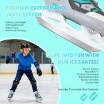 LEVYTEMP Adjustable ice Skates for Kids Boys Girls, 4 Size Triple Protection Beginner Figure Blades with Ankle Support for Outdoor and Rink,Grey