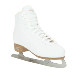 Riedell Horizon Junior Kids Ice Skates for Girls and Boys - Supportive Uppers with Plush Padded Lining, Smooth Stainless Steel Blades, and PVC Soles - White - 2 JR