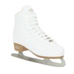 Riedell Horizon Junior Kids Ice Skates for Girls and Boys - Supportive Uppers with Plush Padded Lining, Smooth Stainless Steel Blades, and PVC Soles - White - 2 JR