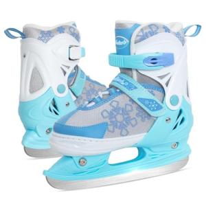 BASYNOL Nattork Adjustable Ice Skates for Kids, Anti-Skid Ice Skate Shoes,Ice Hockey Suitable for Outdoor and Skating Rinks,Snowflake,S