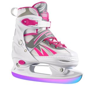 Lovydro Kids Ice Skates for Girls Boys, 4 Size Adjustable Beginners Ice Hockey Skates for Children Youths Teen Ages 3-12, Toddler Girls Ice Skating Shoes with Comfortable Lining, White Pink