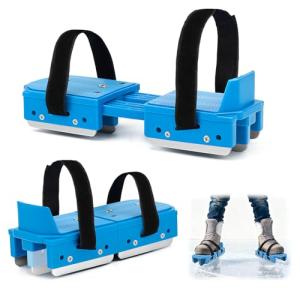 Tryly 1Pair Upgraded Toddler Ice Skates, Kids Adjustable 2-in-1 Double & Single Convertible Blade Skates with Hook and Loop Fastener Straps for Winter Toddler Training Shoes Beginner (Blue)