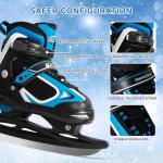 MammyGol Adjustable Ice Skates for Kids, Boys and Girls, Hockey Lace-Up Skate, Blue Ice Skating Size L for Beginner