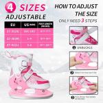 Nattork Adjustable Ice Skates, Blue Ice Skating Shoes for Kids, Boys and Girls, Hockey Lace-Up Skates - Soft Padding and Reinforced Ankle Support with 4 Sizes Adjustments