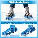 Tryly 1Pair Upgraded Toddler Ice Skates, Kids Adjustable 2-in-1 Double & Single Convertible Blade Skates with Hook and Loop Fastener Straps for Winter Toddler Training Shoes Beginner (Blue)