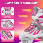 Lovydro Kids Ice Skates for Girls Boys, 4 Size Adjustable Beginners Ice Hockey Skates for Children Youths Teen Ages 3-12, Toddler Girls Ice Skating Shoes with Comfortable Lining, White Pink