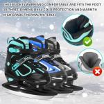 Nattork Ice Skates for Kids, Boys and Girls, Hockey Lace-Up Adjustable Skates - Soft Padding and Reinforced Ankle Support with 4 Sizes Adjustments - Teal