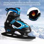 MammyGol Adjustable Ice Skates for Kids, Boys and Girls, Hockey Lace-Up Skate, Blue Ice Skating Size L for Beginner