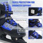 Nattork Ice Skates for Kids Boys and Girls -Adjustable Blue,Black,Pink,Purple Ice Hockey Skates,Warm and Soft Plush Lining and Enhanced Ankle Support