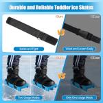 Tryly 1Pair Upgraded Toddler Ice Skates, Kids Adjustable 2-in-1 Double & Single Convertible Blade Skates with Hook and Loop Fastener Straps for Winter Toddler Training Shoes Beginner (Blue)