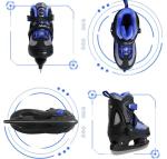 Nattork Ice Skates for Kids Boys and Girls -Adjustable Blue,Black,Pink,Purple Ice Hockey Skates,Warm and Soft Plush Lining and Enhanced Ankle Support