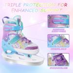 Nattork Girls Ice Skates for Kids 4 Size Adjustable Butterfly Ice Skate with Fleece Lining for Outdoor & Rink Medium(1-4) Purple