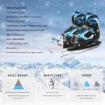 MammyGol Adjustable Ice Skates for Kids, Boys and Girls, Hockey Lace-Up Skate, Blue Ice Skating Size L for Beginner