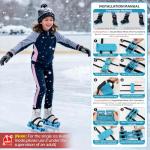 Tryly 1Pair Upgraded Toddler Ice Skates, Kids Adjustable 2-in-1 Double & Single Convertible Blade Skates with Hook and Loop Fastener Straps for Winter Toddler Training Shoes Beginner (Blue)