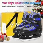 Nattork Ice Skates for Kids Boys and Girls -Adjustable Blue,Black,Pink,Purple Ice Hockey Skates,Warm and Soft Plush Lining and Enhanced Ankle Support