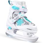 Sitanflex Snowflake Adjustable Ice Skates for Girls, Kids Ice Skates for Toddlers Youths, Beginner Ice Skating Shoes for Outdoor and Rink, Warm Lining and Reinforced Ankle Support, White