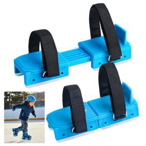 Winter Toddler Ice Skates, Adjustable Double Runner Ice Skates with Hook and Loop Fastener Straps, Blue Double Blade Ice Skates for Kids Toddler Training Shoes Beginner