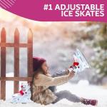 Xino Sports Adjustable Ice Skates - Pro Quality - Beginner Friendly, Comfortable and Durable Skates for Boys and Girls, Soft Padding, Reinforced Ankle Support (White, Small Toddler 10J-13J)