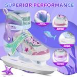 Mermaid Tail Girls Ice Skates, Adjustable Ice Skates for Kids Youth Ages 3-12, Toddler Ice Hockey Skates for Beginners, Warm and Comfortable Lining Ice Skating Shoes for Outdoor and Rink (Small, Blue)