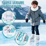 Sitanflex Snowflake Adjustable Ice Skates for Girls, Kids Ice Skates for Toddlers Youths, Beginner Ice Skating Shoes for Outdoor and Rink, Warm Lining and Reinforced Ankle Support, White