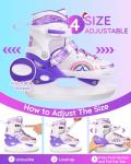 Fitense Adjustable Ice Skates for Kids Girls Ages 3-12, 4 Size Ice Skating Shoes, Girls Ice Skates with Blades for Outdoor and Rink, for Beginner Toddler Small