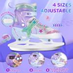 Mermaid Tail Girls Ice Skates, Adjustable Ice Skates for Kids Youth Ages 3-12, Toddler Ice Hockey Skates for Beginners, Warm and Comfortable Lining Ice Skating Shoes for Outdoor and Rink (Small, Blue)