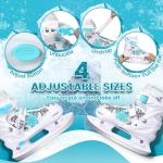 Sitanflex Snowflake Adjustable Ice Skates for Girls, Kids Ice Skates for Toddlers Youths, Beginner Ice Skating Shoes for Outdoor and Rink, Warm Lining and Reinforced Ankle Support, White