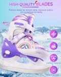 Fitense Adjustable Ice Skates for Kids Girls Ages 3-12, 4 Size Ice Skating Shoes, Girls Ice Skates with Blades for Outdoor and Rink, for Beginner Toddler Small