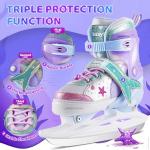 Mermaid Tail Girls Ice Skates, Adjustable Ice Skates for Kids Youth Ages 3-12, Toddler Ice Hockey Skates for Beginners, Warm and Comfortable Lining Ice Skating Shoes for Outdoor and Rink (Small, Blue)