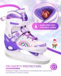 Fitense Adjustable Ice Skates for Kids Girls Ages 3-12, 4 Size Ice Skating Shoes, Girls Ice Skates with Blades for Outdoor and Rink, for Beginner Toddler Small