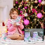 Mermaid Tail Girls Ice Skates, Adjustable Ice Skates for Kids Youth Ages 3-12, Toddler Ice Hockey Skates for Beginners, Warm and Comfortable Lining Ice Skating Shoes for Outdoor and Rink (Small, Blue)