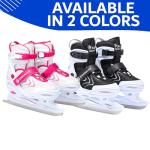 Xino Sports Adjustable Ice Skates - Pro Quality - Beginner Friendly, Comfortable and Durable Skates for Boys and Girls, Soft Padding, Reinforced Ankle Support (White, Small Toddler 10J-13J)