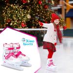 Xino Sports Adjustable Ice Skates - Pro Quality - Beginner Friendly, Comfortable and Durable Skates for Boys and Girls, Soft Padding, Reinforced Ankle Support (White, Small Toddler 10J-13J)
