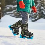 Winter Toddler Ice Skates, Adjustable Double Runner Ice Skates with Hook and Loop Fastener Straps, Blue Double Blade Ice Skates for Kids Toddler Training Shoes Beginner