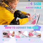 HALOSK Kids Adjustable Ice Skates for Girls Boys, Mermaid-Theme Skates with Stainless Steel Blades, Fun Recreational Skating for Beginner Toddler Ages 3–12