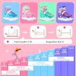 LEVYTEMP Adjustable Girls Ice Skates for Kids - Ice Skating Shoes - Hockey Lace-Up Skates for Youth Beginners,Pink Blue Green