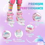 HALOSK Kids Adjustable Ice Skates for Girls Boys, Mermaid-Theme Skates with Stainless Steel Blades, Fun Recreational Skating for Beginner Toddler Ages 3–12