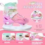 LEVYTEMP Adjustable Girls Ice Skates for Kids - Ice Skating Shoes - Hockey Lace-Up Skates for Youth Beginners,Pink Blue Green