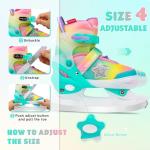 HALOSK Girls Ice Skates for Kids Boys, Adjustable Kids Skates for Outdoor Indoor Rink, Rainbow Soft and Comfortable Lining Ice Skating Shoes Ages 3-12 Youth