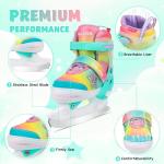 HALOSK Girls Ice Skates for Kids Boys, Adjustable Kids Skates for Outdoor Indoor Rink, Rainbow Soft and Comfortable Lining Ice Skating Shoes Ages 3-12 Youth