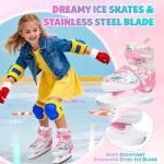 HALOSK Kids Adjustable Ice Skates for Girls Boys, Mermaid-Theme Skates with Stainless Steel Blades, Fun Recreational Skating for Beginner Toddler Ages 3–12